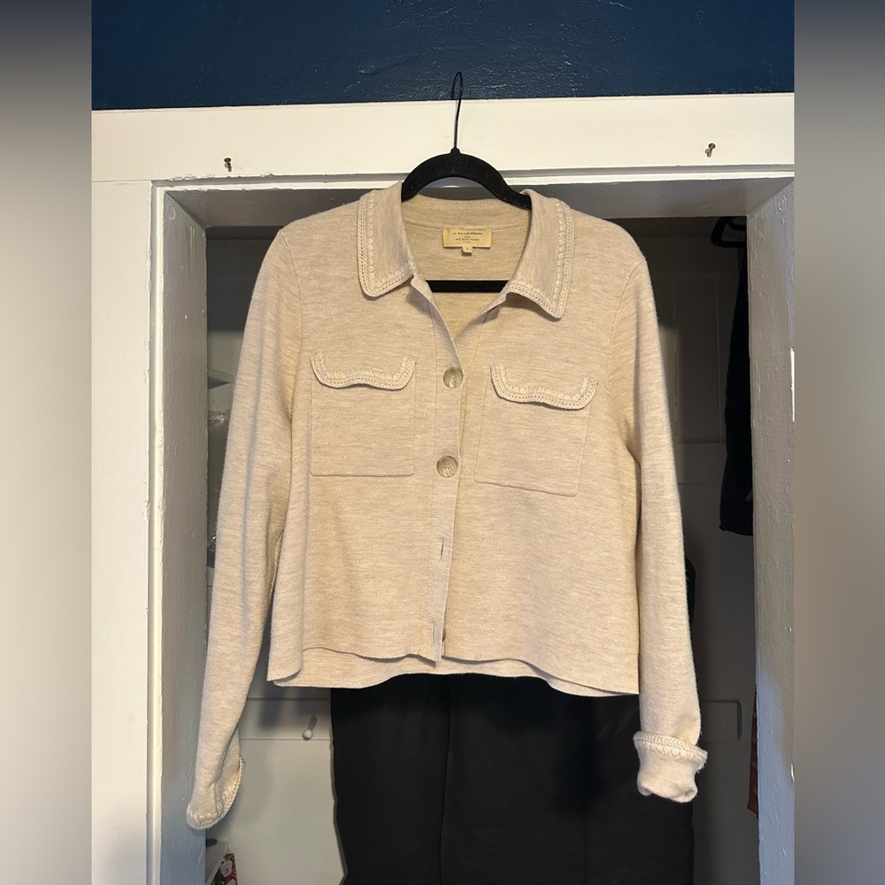 Sezane Betty Cardigan in Beige with crochet details - Picture 3 of 7